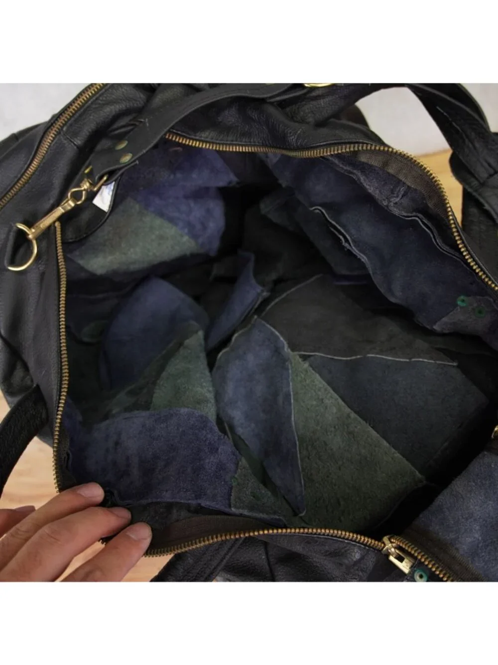 Vintage Genuine Leather Duffel Bag Patchwork 21